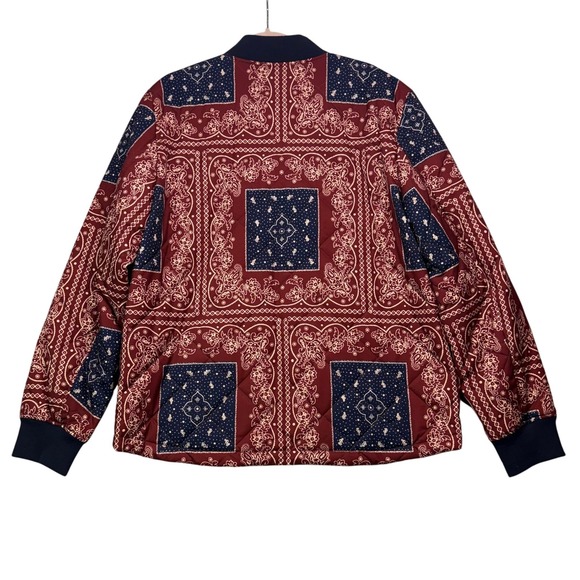 Y2K Levi Strauss & Co Mens Quilted Bomber Jacket Bandana Print L Statement Piece - Picture 2 of 9